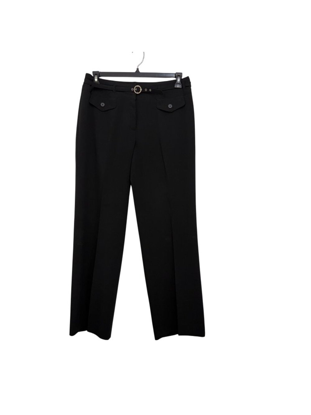 Cato Black Dress Trouser Pant Belted Waist Wide Legs Size 12 Career-Workwear